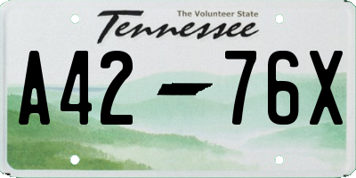 TN license plate A4276X