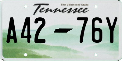 TN license plate A4276Y