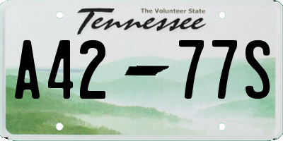 TN license plate A4277S