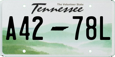 TN license plate A4278L