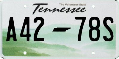 TN license plate A4278S