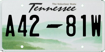 TN license plate A4281W