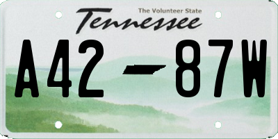 TN license plate A4287W