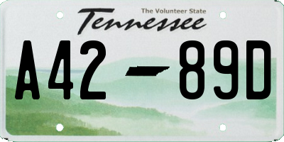 TN license plate A4289D