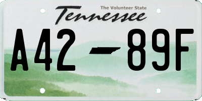 TN license plate A4289F