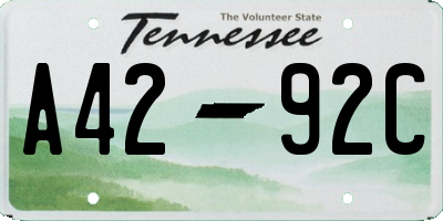 TN license plate A4292C