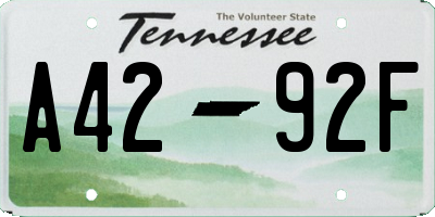 TN license plate A4292F