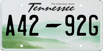TN license plate A4292G
