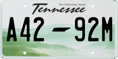 TN license plate A4292M