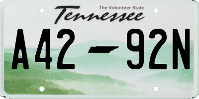 TN license plate A4292N