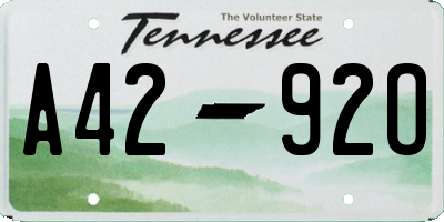 TN license plate A4292O