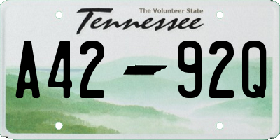 TN license plate A4292Q