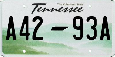 TN license plate A4293A