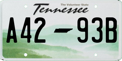 TN license plate A4293B