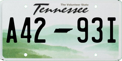 TN license plate A4293I
