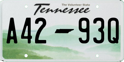TN license plate A4293Q
