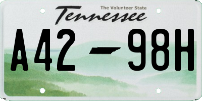TN license plate A4298H