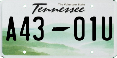 TN license plate A4301U
