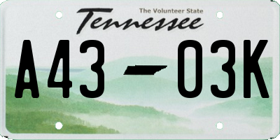TN license plate A4303K
