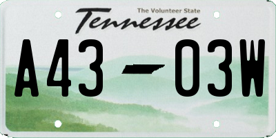 TN license plate A4303W