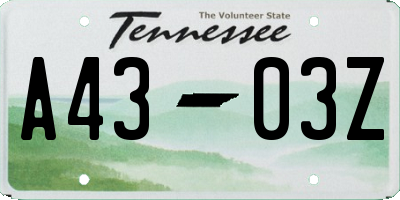 TN license plate A4303Z