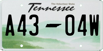 TN license plate A4304W