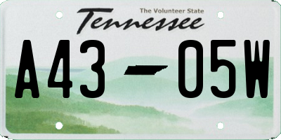 TN license plate A4305W