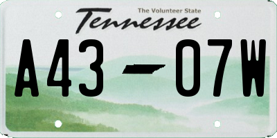 TN license plate A4307W