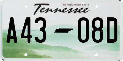 TN license plate A4308D