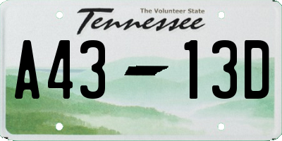 TN license plate A4313D