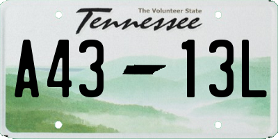 TN license plate A4313L