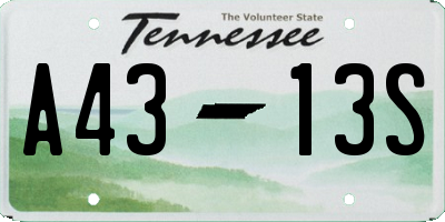 TN license plate A4313S