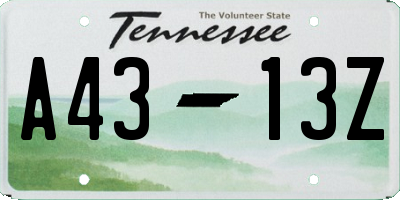 TN license plate A4313Z