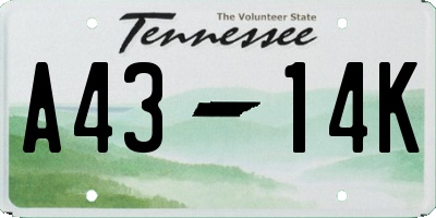 TN license plate A4314K