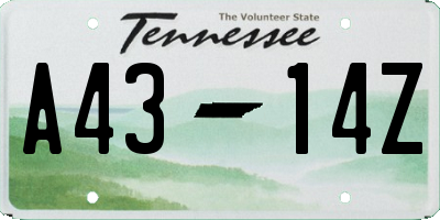 TN license plate A4314Z