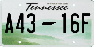 TN license plate A4316F