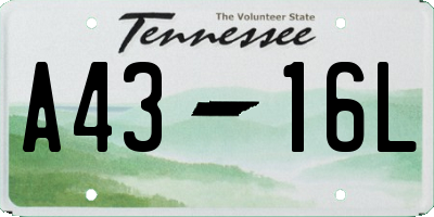TN license plate A4316L