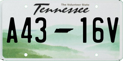 TN license plate A4316V