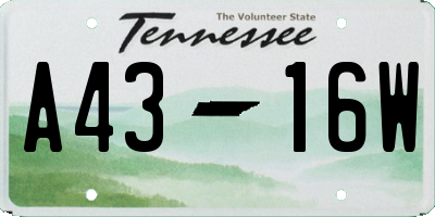 TN license plate A4316W