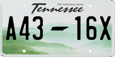TN license plate A4316X