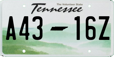 TN license plate A4316Z