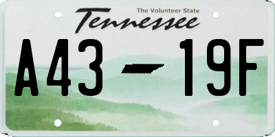 TN license plate A4319F