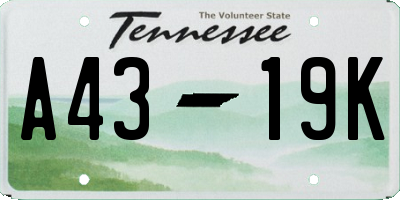 TN license plate A4319K