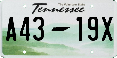 TN license plate A4319X