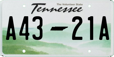 TN license plate A4321A