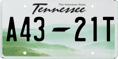 TN license plate A4321T