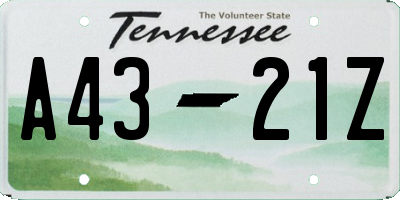 TN license plate A4321Z