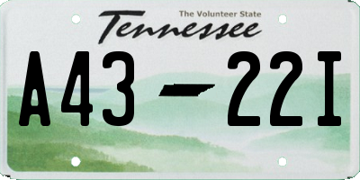 TN license plate A4322I