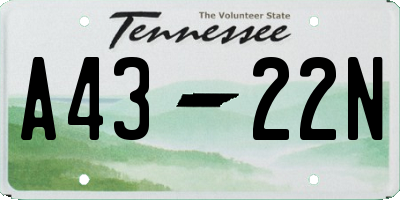 TN license plate A4322N