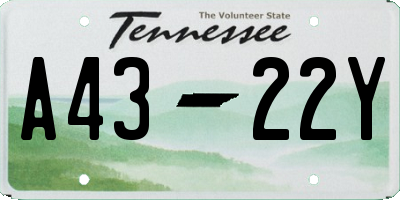 TN license plate A4322Y